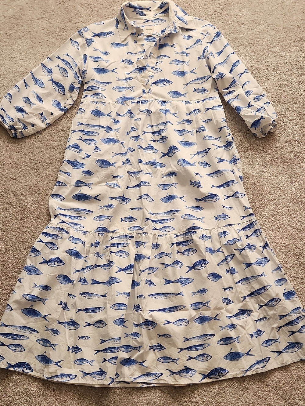 Anthropologie Bettina Fish Print Midi Dress - Picture 2 of 4